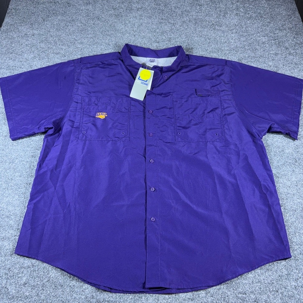 ProEdge UNI Northern Iowa Panthers Fishing Shirt Mens 2XL‎ Purple UPF 50+ NWT